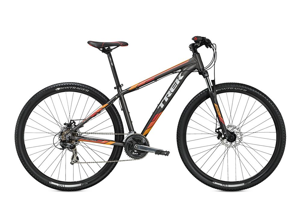 Велосипед Trek Велосипед TrekГорные<br>Велосипед TrekMarlin 5 27.5 (2016) – женский хардтэйл, прекрасно приспособленный для езды по городским дорогам и пересеченной местности. Стильный дизайн и качественная «начинка» сделают свою дело – в поездке вы будете чувствовать себя на высоте. Велосипед сделан с умом – прочная алюминиевая рама амортизирована – это даст возможность ездить по бездорожью, не ощущая неровностей. Простые, но надежные тормоза сработают в любых погодных и скоростных условиях, а переключатели хорошего среднего уровня ShimanoTourney прослужат вам не один сезон.Эта модель идеальна для тех, кто стремится кататься долго и часто.<br><br>year: 2016<br>цвет: чёрный<br>пол: мужской<br>тип рамы: хардтейл<br>уровень оборудования: любительский<br>длина хода вилки: до 100 мм<br>тип заднего амортизатора: без амортизатора<br>блокировка амортизатора: нет<br>рулевая колонка: Полуинтегрированная, безрезьбовая, 1-1/8<br>вынос: Bontrager, алюминиевый сплав, 25.4 мм, 15 градусов<br>руль: Bontrager Low Riser, алюминиевый сплав, 31.8 мм, подъем 15 мм<br>грипсы: Bontrager Satellite Plus, ergonomic<br>передний тормоз: HL 280<br>задний тормоз: HL 280<br>система: Shimano Tourney FC-TY70, 42/34/24<br>каретка: Герметичные подшипники<br>педали: Wellgo, nylon platform<br>ободья: Bontrager AT-550, алюминиевый сплав, 36 отверстий<br>передняя втулка: Formula DC20, алюминиевый сплав<br>задняя втулка: Formula DC27, алюминиевый сплав<br>передняя покрышка: Bontrager XR2, 29<br>задняя покрышка: Bontrager XR2, 29<br>седло: Bontrager Evoke 1<br>подседельный штырь: Bontrager SSR, 27.2 мм, вынос 12 мм<br>кассета: Shimano HG20, 12-32, 7 скоростей<br>манетки: Shimano Altus EF51, 8 скоростей<br>рама: Alpha Silver Aluminum w/semi-integrated head tube, rack & fender mounts, G2 Geometry<br>вилка: SR Suntour M-3030, coil spring, preload, ход 75 мм<br>размер рамы: 19.5&quot;<br>материал рамы: алюминий<br>тип тормозов: дисковый механический<br>диаметр колеса: 29<br>тип амортизированной вилки: пружинная<br>передний переключатель: Shimano Tourney<br>задний переключатель: Shimano Tourney TX35<br>количество скоростей: 24