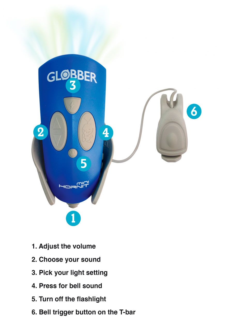 Передний фонарь для велосипеда Globber Mini Hornit 2018