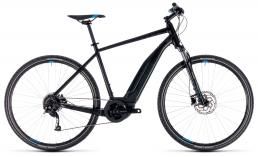 Черный велосипед  Cube  Cross Hybrid One 500  2018