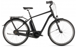 Черный велосипед  Cube  Town Hybrid EXC 400  2019